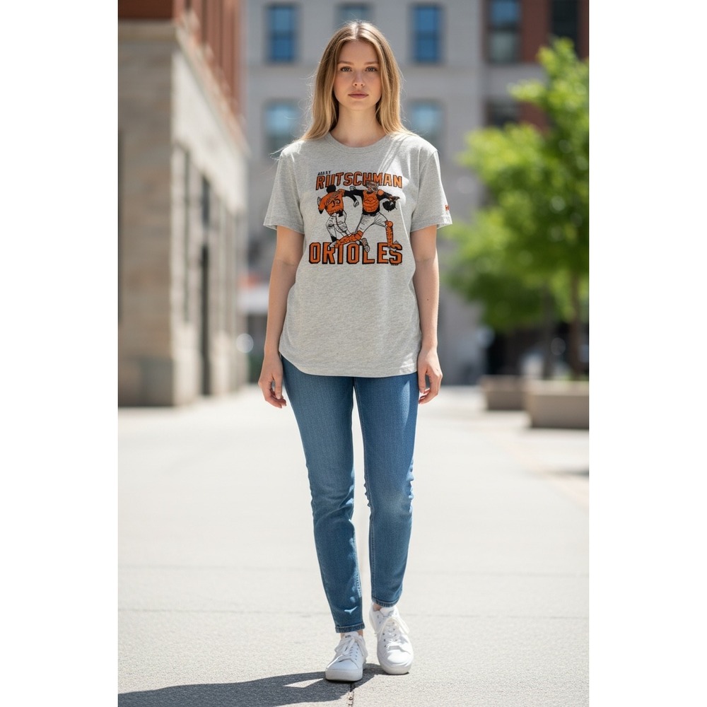 1039 Homage Baltimore Orioles Adley Rutschman Gray Graphic T-Shirt Medium NWT